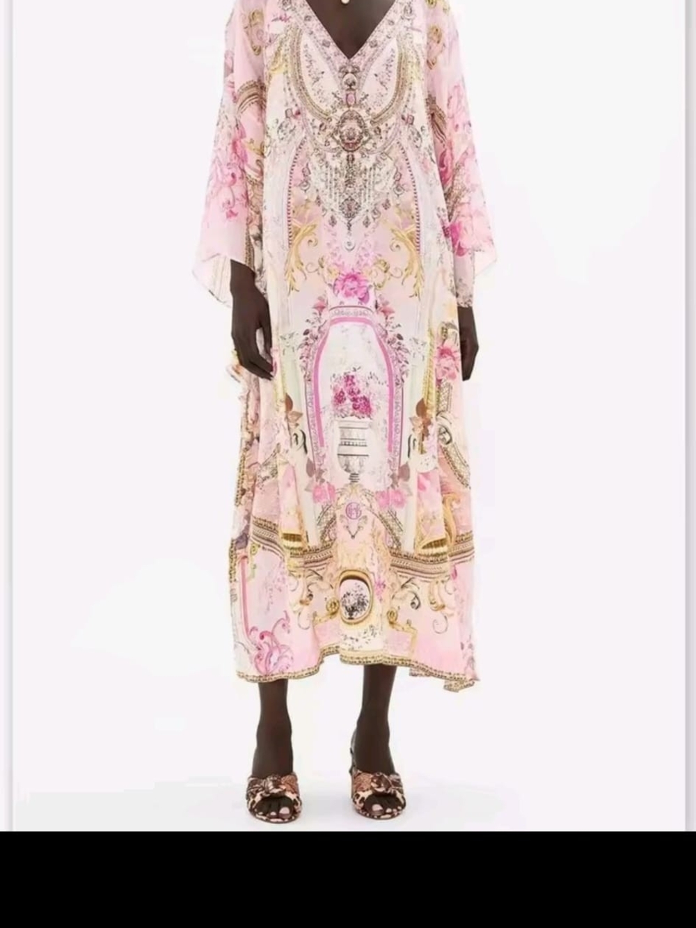 Camilla Pink & Gold Printed Silk Maxi Dress
